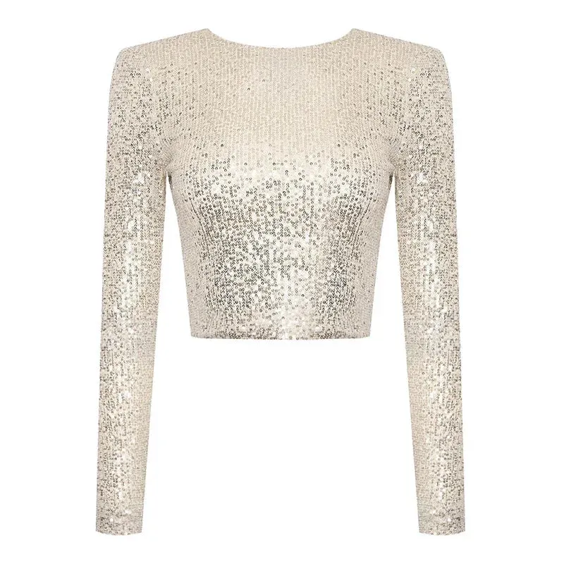 Dames Cropped Top met Pailletten