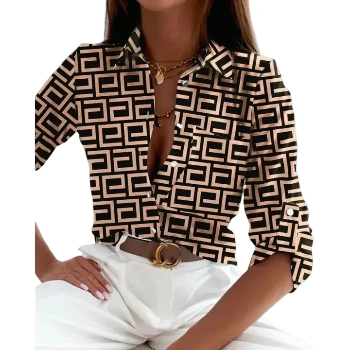 Dames Blouse met Lange Mouwen en Chique Print