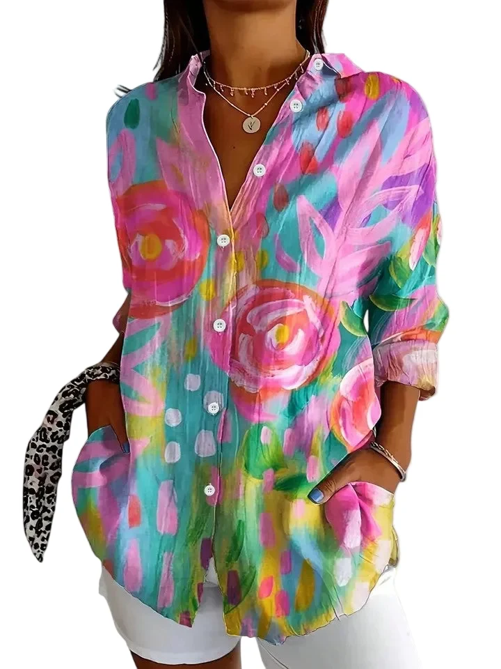 Dames Blouse Met Unieke Print Casual Chic