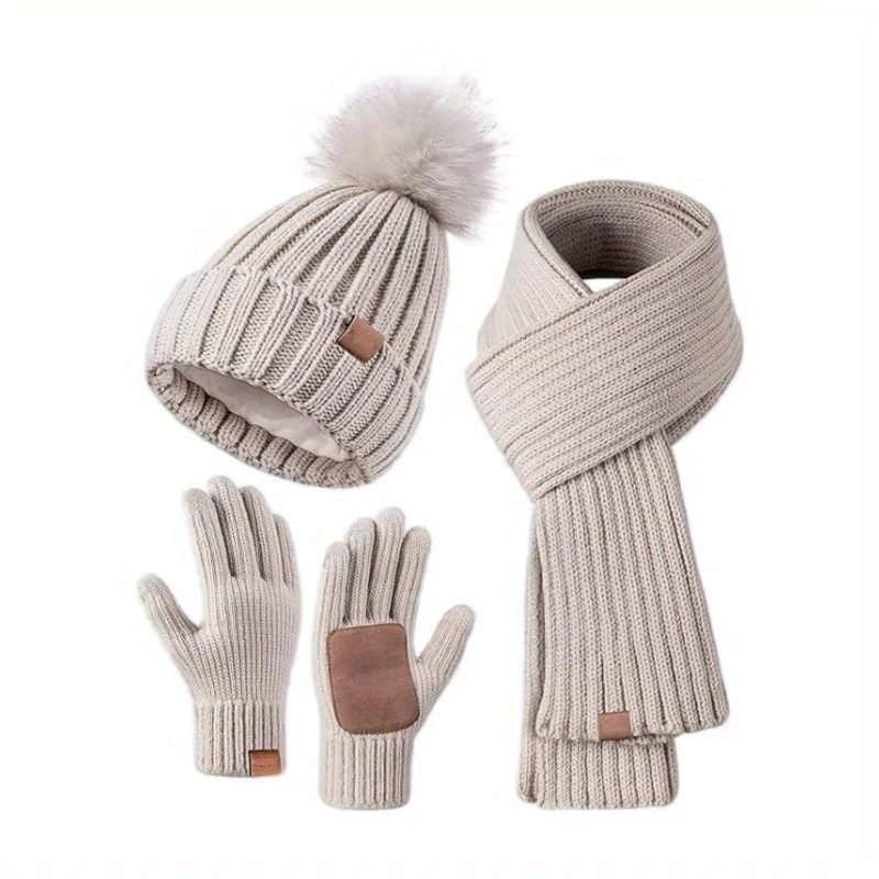 Dames 3-in-1 Winterset Muts Sjaal Handschoenen