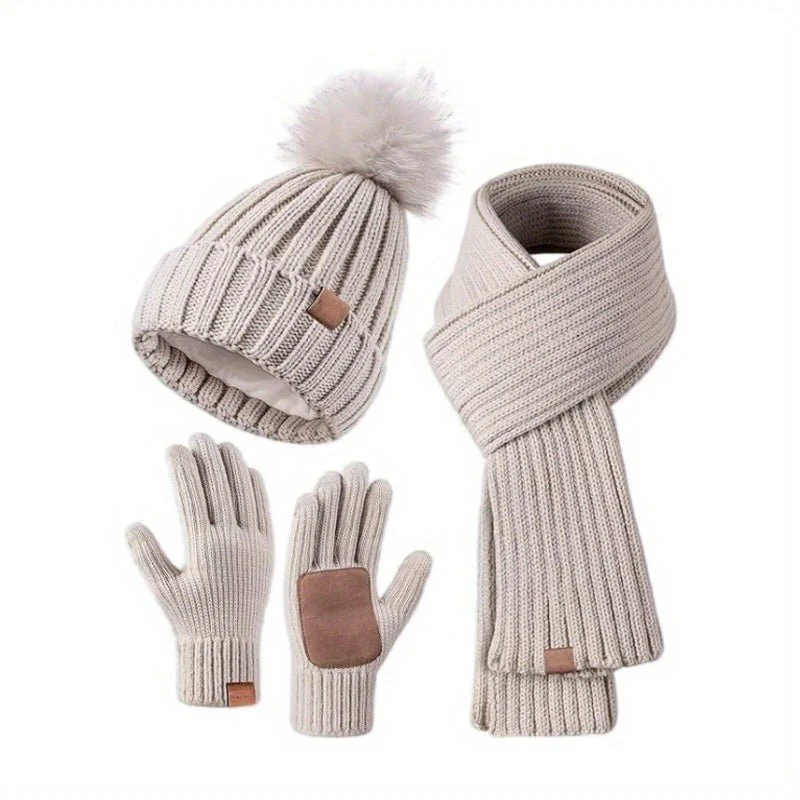Dames Winterset 3-in-1 Muts Sjaal Handschoenen