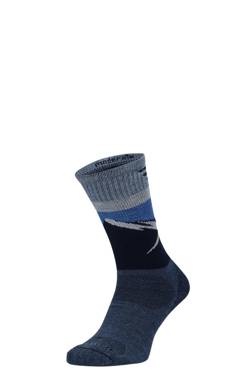 Modern Mountain Crew Heren Wandelsokken Klasse 1 Denim