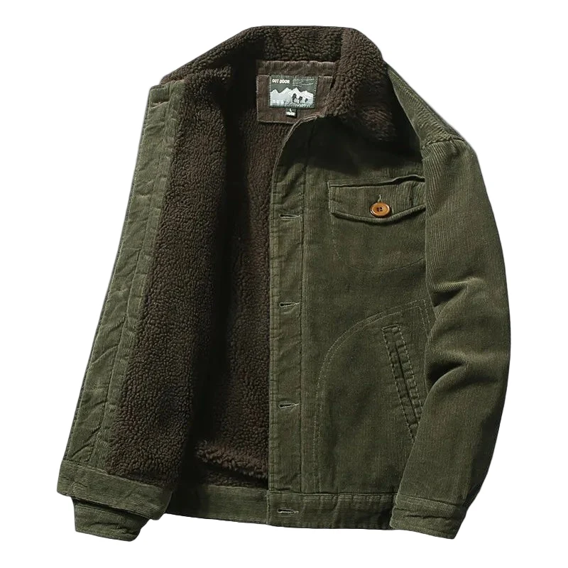 Heren Corduroy Jas Met Zachte Voering