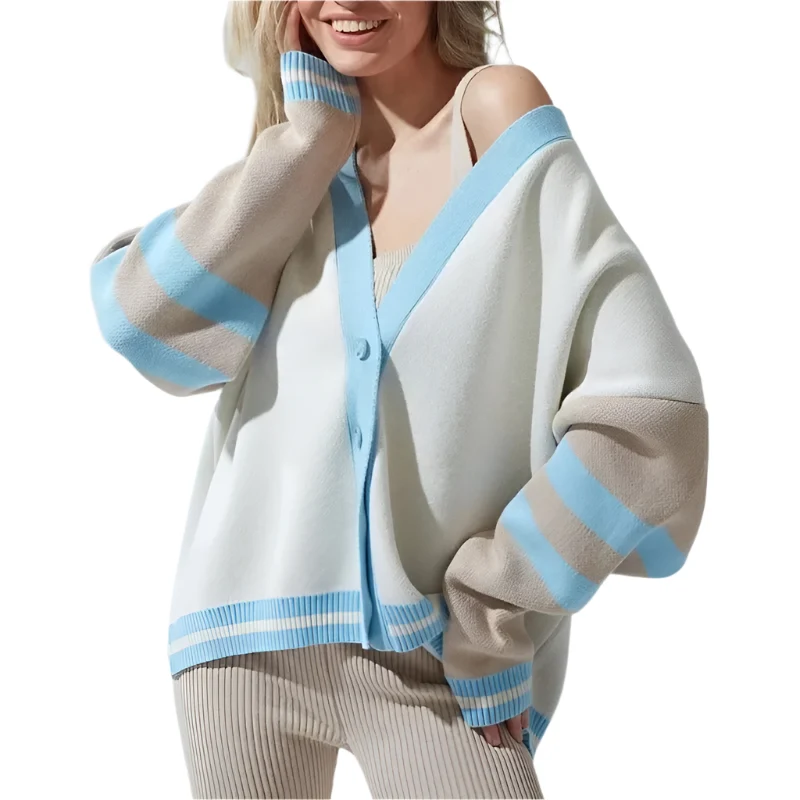 Dames V-Hals Gebreide Cardigan Losse Pasvorm